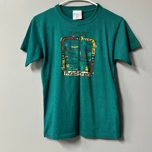 Vintage Premier Sportswear Vermont Protect Our Forests T-Shirt Teal Green Small